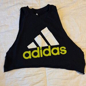 Adidas Black Sleeveless Top with White and Yellow Logo